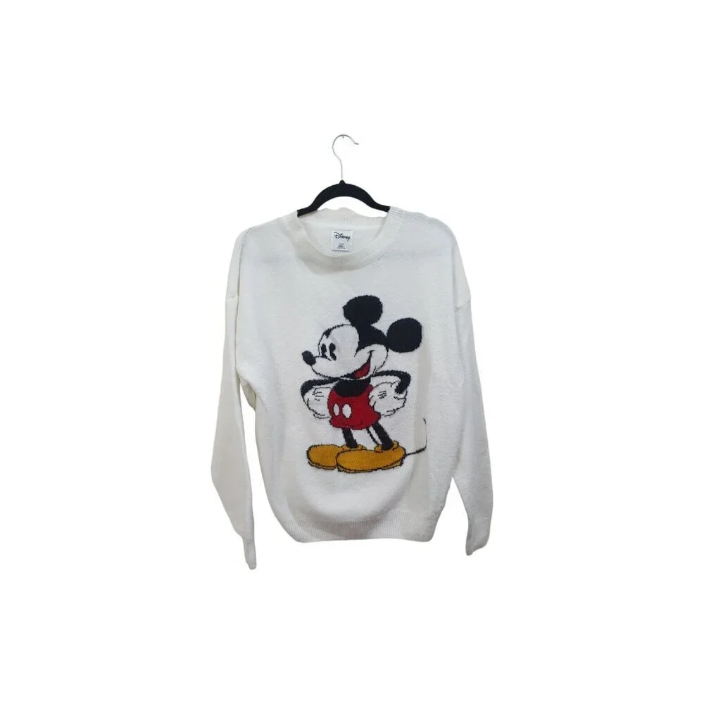Disney Mickey Mouse Acrylic Sweater Women's Size L White long sleeves - Picture 2 of 8
